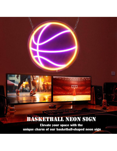 Luz de Neón Baloncesto LED Regulable 32x32 cm USB SunKite