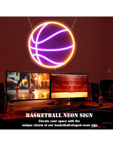 Luz de Neón Baloncesto LED Regulable 32x32 cm USB SunKite Luz de Neón Baloncesto LED Regulable 32x32 cm USB SunKite