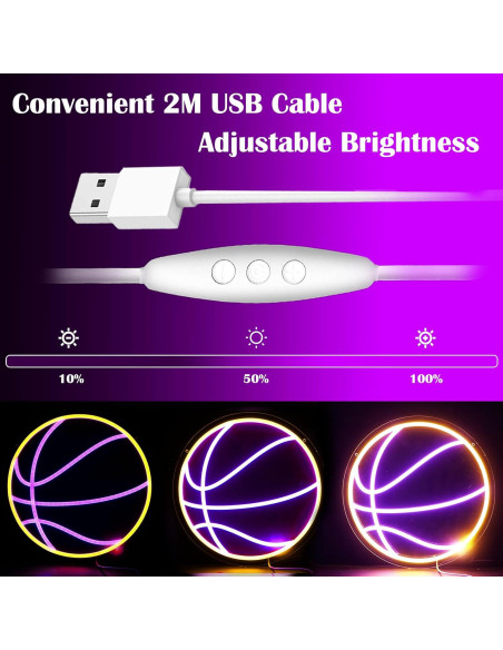 Luz de Neón Baloncesto LED Regulable 32x32 cm USB SunKite Luz de Neón Baloncesto LED Regulable 32x32 cm USB SunKite