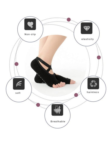 Calcetines Antideslizantes de Pilates y Yoga Pengxiaomei - 4 Pares