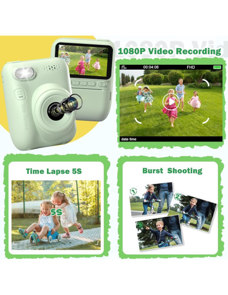 Cámara Instantánea para Niños HANGRUI Verde 3.0" HD Cámara Instantánea para Niños HANGRUI Verde 3.0" HD