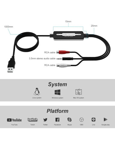 Tarjeta de Captura de Audio USB DIGITNOW BR605 para MP3
