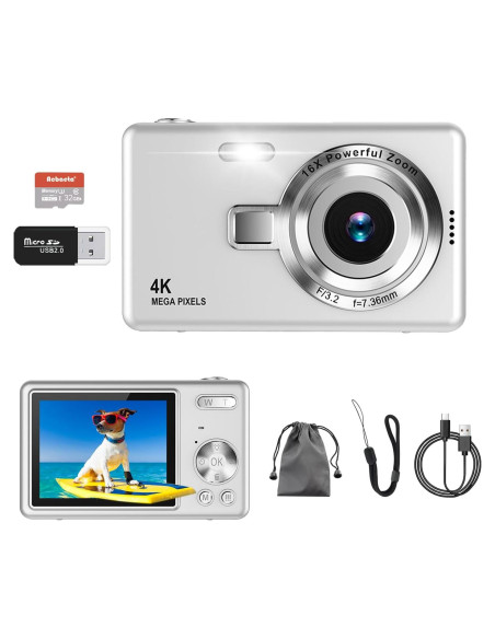 Cámara Digital Acbaeta Q12 Pro 50MP 4K Compacta Plata Cámara Digital Acbaeta Q12 Pro 50MP 4K Compacta Plata