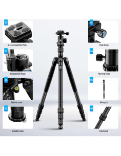 Trípode de Cámara SIRUI Traveler 7C 165.9 cm Fibra Carbono 2