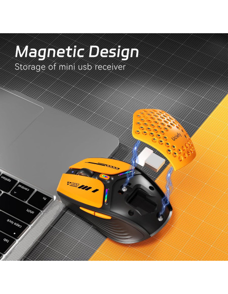 Ratón Inalámbrico Uciefy Bluetooth 5.0/5.1 Recargable USB-C Naranja Ratón Inalámbrico Uciefy Bluetooth 5.0/5.1 Recargable USB-C Naranja