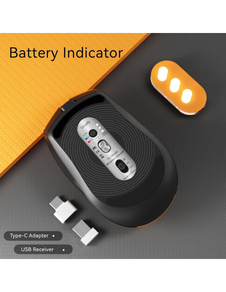 Ratón Inalámbrico Uciefy Bluetooth 5.0/5.1 Recargable USB-C Naranja Ratón Inalámbrico Uciefy Bluetooth 5.0/5.1 Recargable USB-C Naranja