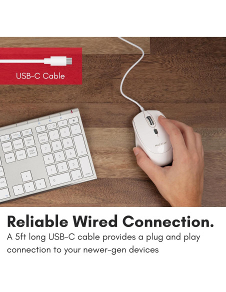 Ratón USB C Macally UCROCKET - Óptico, Silencioso, Blanco Ratón USB C Macally UCROCKET - Óptico, Silencioso, Blanco