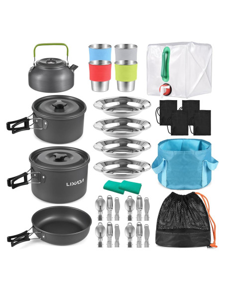 Kit de Utensilios de Cocina Camping Lixada 33 Piezas 4 Personas Kit de Utensilios de Cocina Camping Lixada 33 Piezas 4 Personas