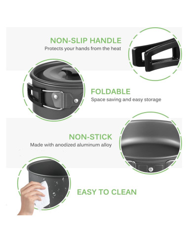 Kit de Utensilios de Cocina Camping Lixada 33 Piezas 4 Personas