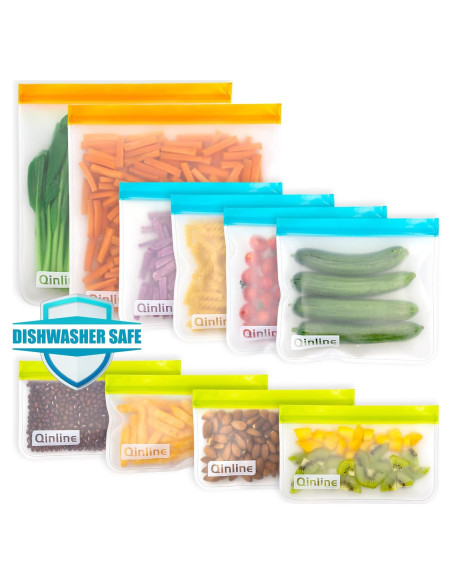 Bolsas de Almacenamiento Reutilizables Qinline - 10 Piezas 2 Galones Bolsas de Almacenamiento Reutilizables Qinline - 10 Piezas 2 Galones