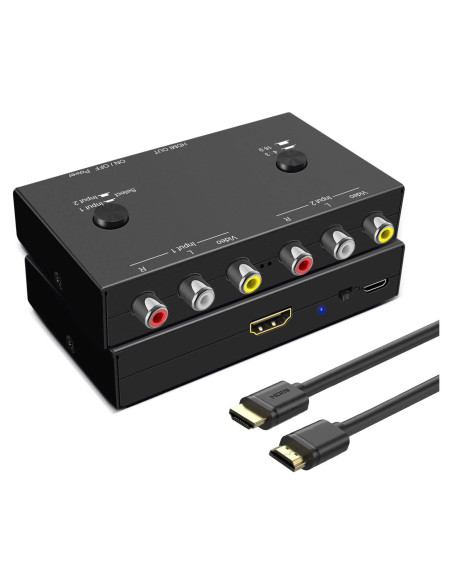 Convertidor RCA a HDMI Azda 1080P 2 Vías Plug and Play Convertidor RCA a HDMI Azda 1080P 2 Vías Plug and Play