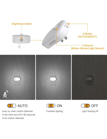 Luz Nocturna LED Lyridz con Sensor de Movimiento 1-120LM - Paquete de 6 Luz Nocturna LED Lyridz con Sensor de Movimiento 1-120LM - Paquete de 6