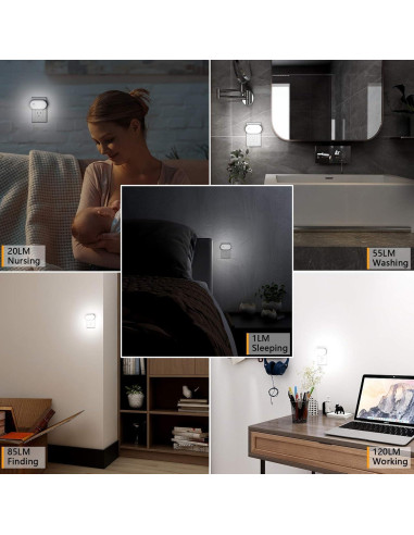 Luz Nocturna LED Lyridz con Sensor de Movimiento 1-120LM - Paquete de 6