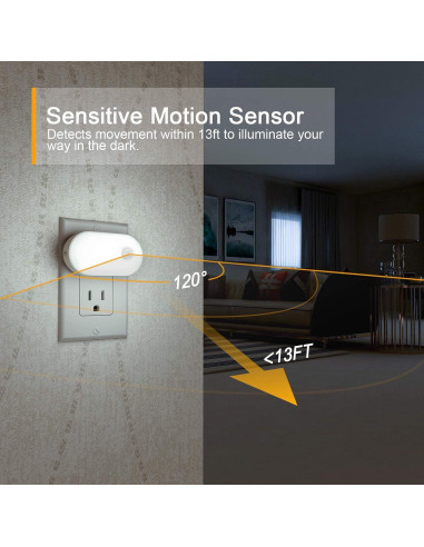 Luz Nocturna LED Lyridz con Sensor de Movimiento 1-120LM - Paquete de 6