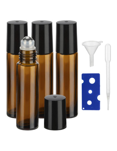 Botellas de Aceite Esencial 10ml GIVITASOT Pack 4 Marrón