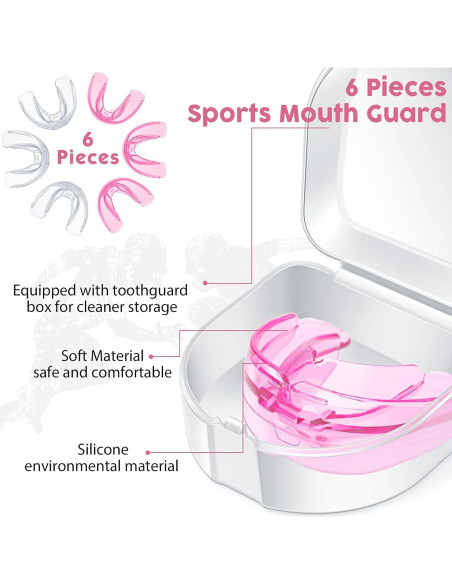 TOODOO 6 Protectores Bucales para Niños Fútbol Boxeo Rosa TOODOO 6 Protectores Bucales para Niños Fútbol Boxeo Rosa