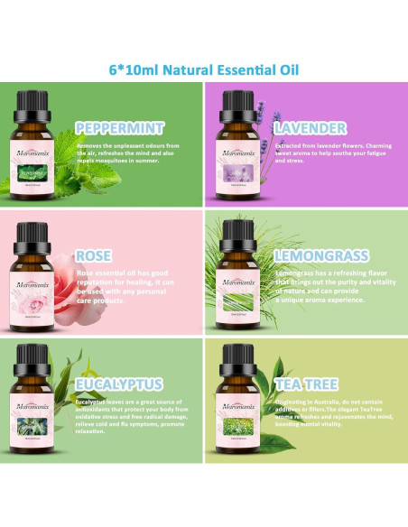 Difusor de Aceite Esencial Maromamix 120ml con 6 Aceites Difusor de Aceite Esencial Maromamix 120ml con 6 Aceites