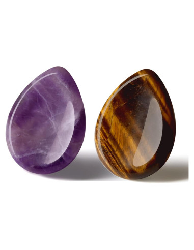 Conjunto de 2 Piedras de Preocupación Amatista y Ojo de Tigre