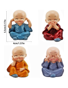 Estatuas de Monje Kung Fu 4PCS ZHOUQZSF 5.5cm Decoración 2