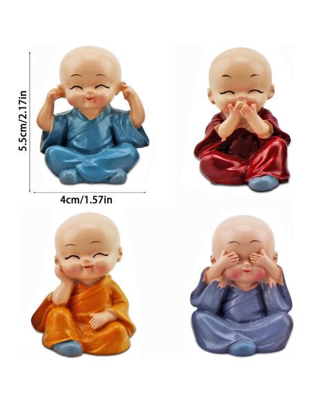Estatuas de Monje Kung Fu 4PCS ZHOUQZSF 5.5cm Decoración Estatuas de Monje Kung Fu 4PCS ZHOUQZSF 5.5cm Decoración
