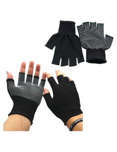 Guantes de Trabajo KkaFFe Transpirables Mitad de Dedo Negro