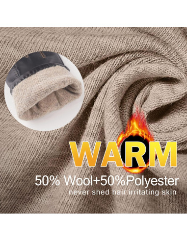 Guantes de cuero GSG para hombre - Invierno, pantalla táctil, negro