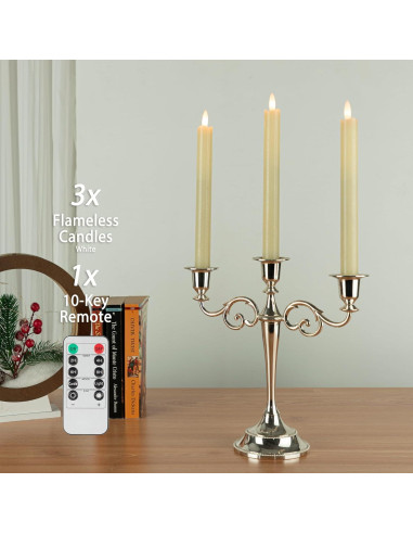 Velas LED Sin Llama AFINETH 3 Piezas 24.4 cm Marfil