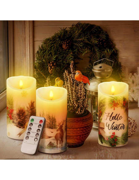 Velas LED Decorativas ROCEEI 3 Pcs Estilo Bosque 15 cm Velas LED Decorativas ROCEEI 3 Pcs Estilo Bosque 15 cm