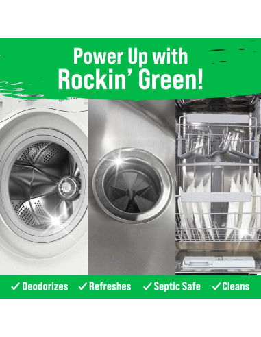 Tabletas de Limpieza Rockin' Green para Lavadora y Lavavajillas - 24 Unidades