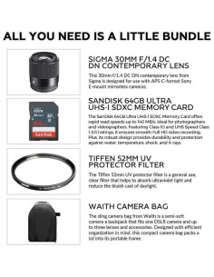 Lente Sigma 30mm f/1.4 DC DN para Sony E + Filtro UV 52mm + Tarjeta 64GB 2