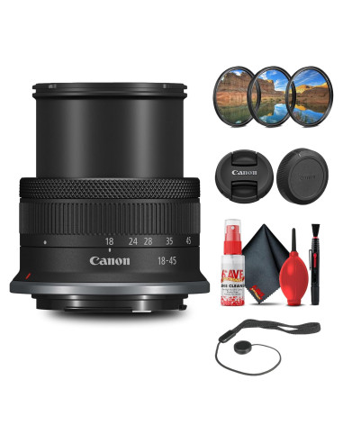 Lente Canon RF-S 18-45mm f/4.5-6.3 IS STM + Kit de limpieza
