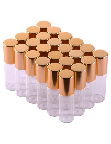 Botellas de Rodillo MaxMau 24pcs 5ml Vidrio Claro con Accesorios
