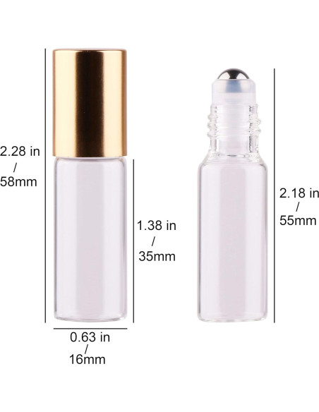 Botellas de Rodillo MaxMau 24pcs 5ml Vidrio Claro con Accesorios Botellas de Rodillo MaxMau 24pcs 5ml Vidrio Claro con Accesorios