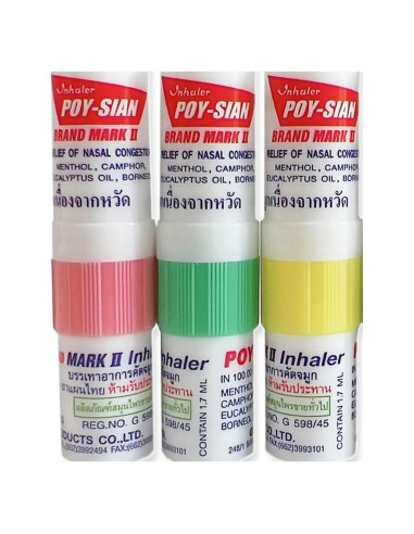 Inhalador Nasal Aromaterapia Mentol POY-SIAN Mark II - 3 Piezas