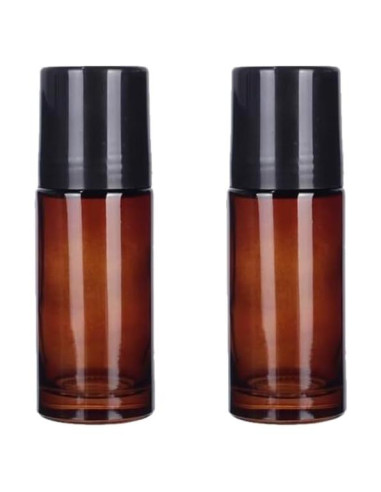 2 Botellas de Vidrio Marrón 50ml ZhangyiHot Rollerball Recargables