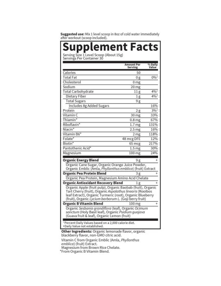 Suplemento de Recuperación Muscular Orgánico Jardín de Vida 445g Suplemento de Recuperación Muscular Orgánico Jardín de Vida 445g