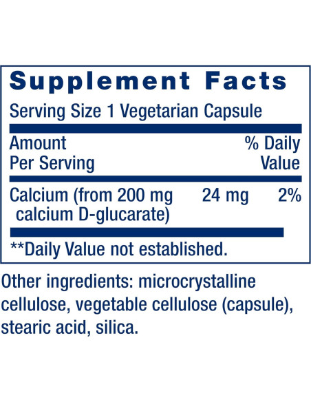 Calcio D-Glucarato Life Extension 200 mg - 60 Cápsulas Vegetales Calcio D-Glucarato Life Extension 200 mg - 60 Cápsulas Vegetales