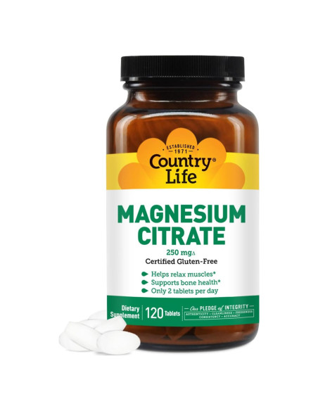 Citrato de Magnesio 250mg Country Life 120 Tabletas Suplemento Citrato de Magnesio 250mg Country Life 120 Tabletas Suplemento