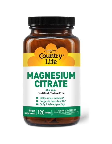 Citrato de Magnesio 250mg Country Life 120 Tabletas Suplemento Citrato de Magnesio 250mg Country Life 120 Tabletas Suplemento