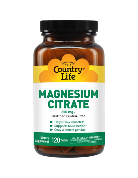 Citrato de Magnesio 250mg Country Life 120 Tabletas Suplemento Citrato de Magnesio 250mg Country Life 120 Tabletas Suplemento