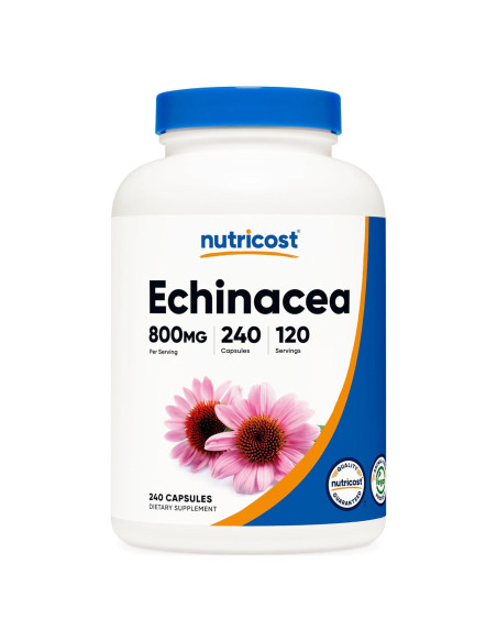Cápsulas de Equinácea Nutricost 800mg - 240 Cápsulas Vegetarianas Cápsulas de Equinácea Nutricost 800mg - 240 Cápsulas Vegetarianas