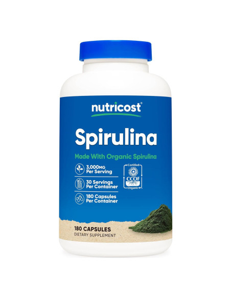 Espirulina Nutricost 3000mg 180 Cápsulas Orgánicas Espirulina Nutricost 3000mg 180 Cápsulas Orgánicas