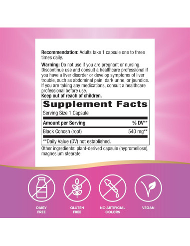 Raíz de Cohosh Negro Nature's Way 540 mg 180 Cápsulas Veganas