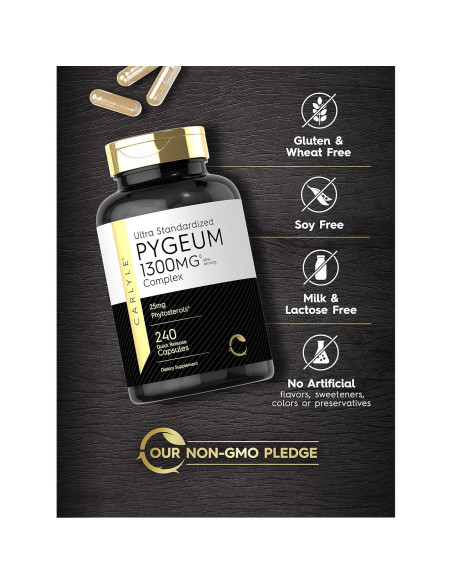 Suplemento de Pygeum Carlyle 1300mg - 240 Cápsulas Rápidas Suplemento de Pygeum Carlyle 1300mg - 240 Cápsulas Rápidas