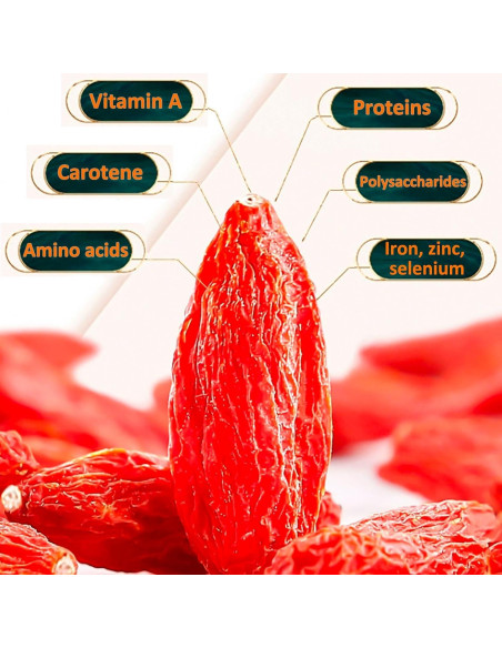 Bayas de Goji Secas Orgánicas 250g - 100% Naturales Sin Aditivos Bayas de Goji Secas Orgánicas 250g - 100% Naturales Sin Aditivos