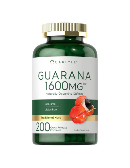 Cápsulas de Guaraná Carlyle 1600mg - 200 Unidades - Suplemento Natural Cápsulas de Guaraná Carlyle 1600mg - 200 Unidades - Suplemento Natural