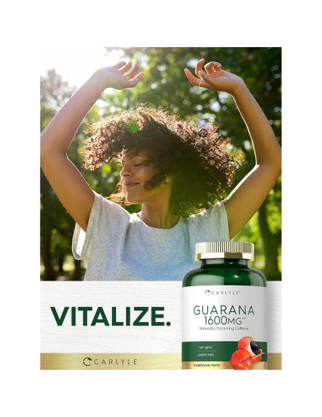 Cápsulas de Guaraná Carlyle 1600mg - 200 Unidades - Suplemento Natural Cápsulas de Guaraná Carlyle 1600mg - 200 Unidades - Suplemento Natural