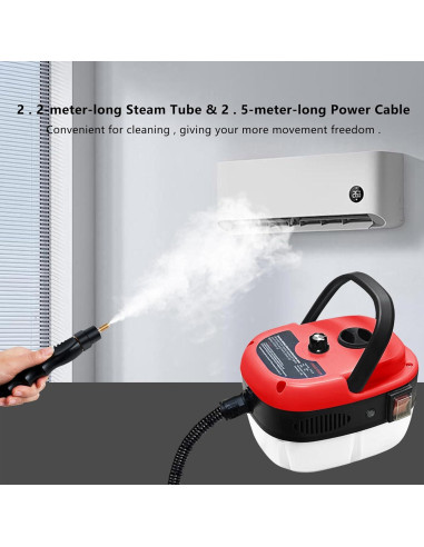 Limpiador de Vapor de Mano AGOAL 2500W 1L Rojo Multiusos