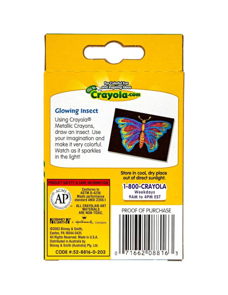 Crayones Metálicos Crayola 16 Colores Brillantes No Tóxicos Crayones Metálicos Crayola 16 Colores Brillantes No Tóxicos
