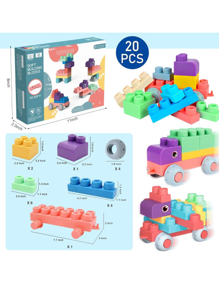 Bloques de Construcción Suaves ROHSCE 20 PCS para Bebés 6 Meses+ Bloques de Construcción Suaves ROHSCE 20 PCS para Bebés 6 Meses+